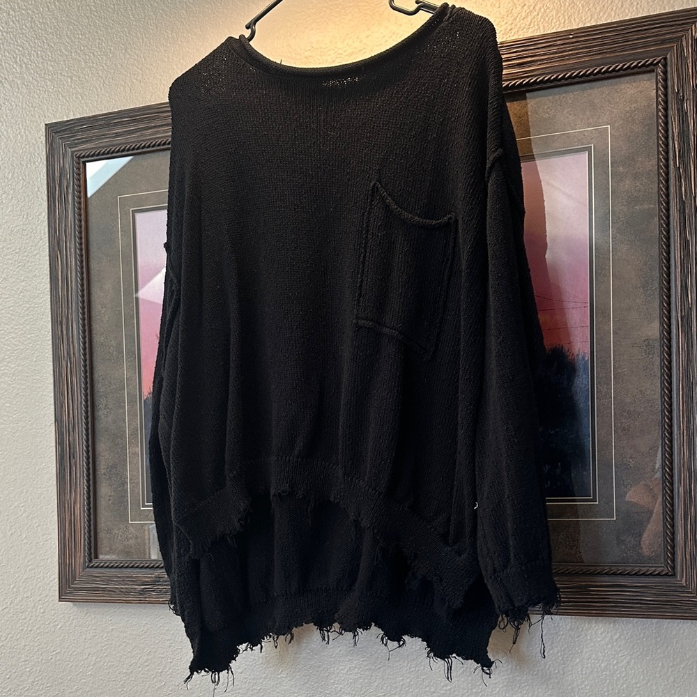 Black Distressed Women's Sweater